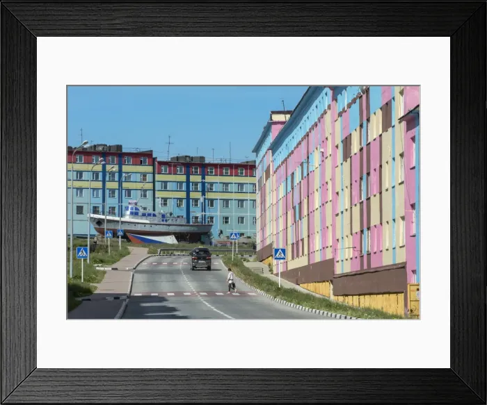 Framed Print : Coloured apartment houses, Siberian city Anadyr, Chukotka Province, Russian Far East, Russia, Eurasia Framed Print : Coloured apartment houses, Siberian city Anadyr, Chukotka Province, Russian Far East, Russia, Eurasia