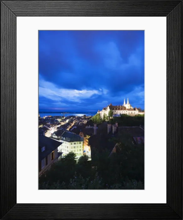 Framed Print : The 15th century chateau and cathedral, Neuchatel, Switzerland, Europe Framed Print : The 15th century chateau and cathedral, Neuchatel, Switzerland, Europe