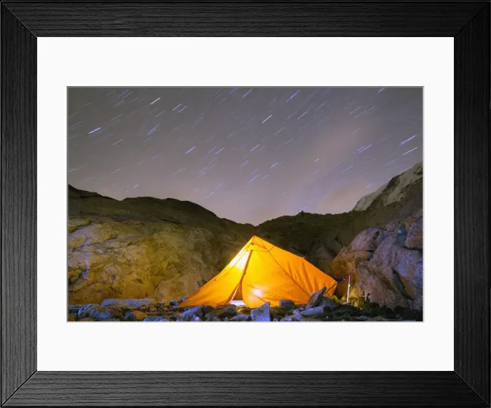 Framed Print : Camping on Monte Rosa moraine, Zermatt, Valais, Swiss Alps, Switzerland, Europe
