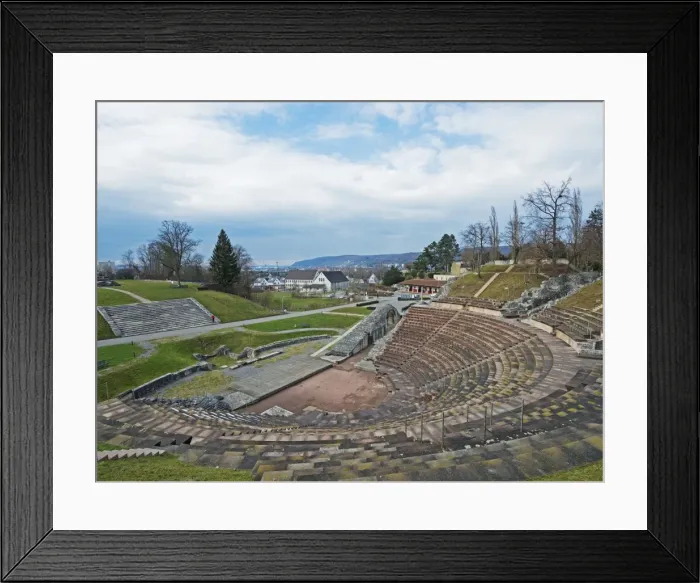 Framed Print : Amphitheatre, Augusta Raurica Roman ruins at Kaiseraugst, Basel Land, Switzerland, Europe