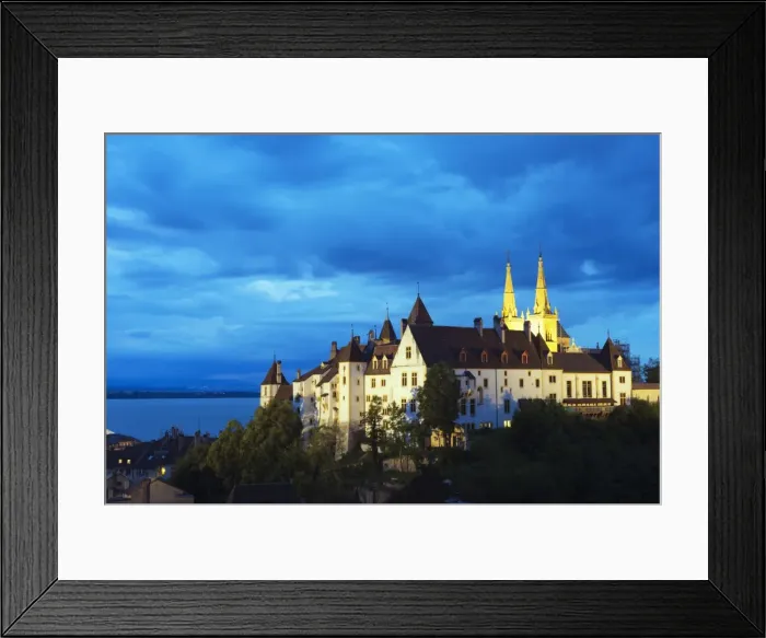 Framed Print : The 15th century chateau and cathedral, Neuchatel, Switzerland, Europe Framed Print : The 15th century chateau and cathedral, Neuchatel, Switzerland, Europe