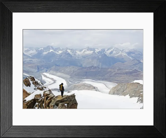 Framed Print : Climber on Monte Rosa Duforspitze, 4634m, highest peak in Switzerland, Zermatt, Valais, Swiss Alps, Switzerland, Europe Framed Print : Climber on Monte Rosa Duforspitze, 4634m, highest peak in Switzerland, Zermatt, Valais, Swiss Alps, Switzerland, Europe