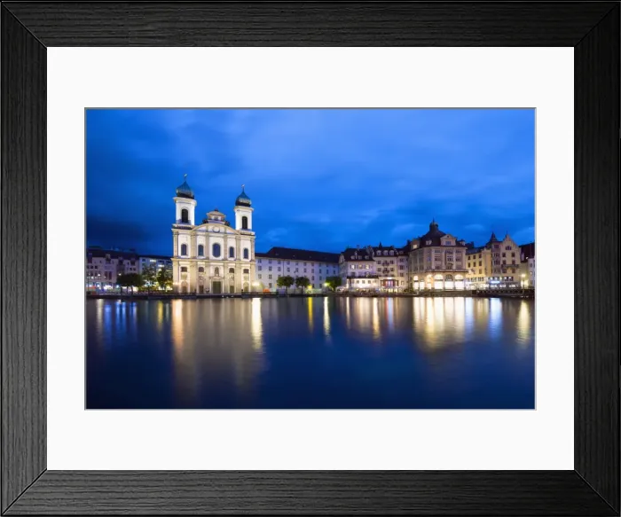 Framed Print : Jesuit church on the waterfront of old town on the Reuss River, Lucerne, Switzerland, Europe Framed Print : Jesuit church on the waterfront of old town on the Reuss River, Lucerne, Switzerland, Europe