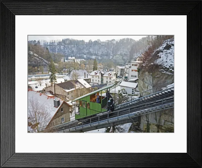 Framed Print : Funicular railway, Fribourg, Switzerland, Europe