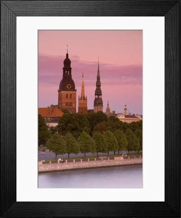 Framed Print : Dom Cathedral, St. Peters Church, St. Saviors Anglican Church, The Academy of Sciences Building and the Town Hall, Riga, Latvia, Europe