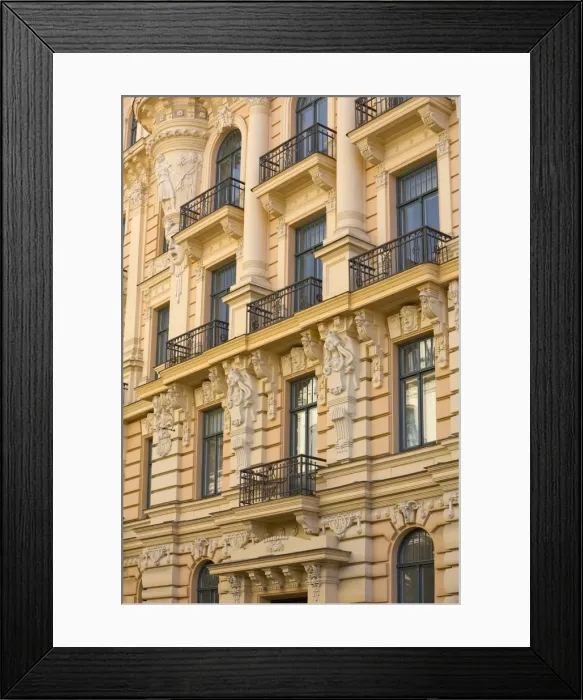 Framed Print : Art Nouveau style architecture (Jugendstil) designed by Mikhail Eisenstein, Riga, Latvia, Europe Framed Print : Art Nouveau style architecture (Jugendstil) designed by Mikhail Eisenstein, Riga, Latvia, Europe