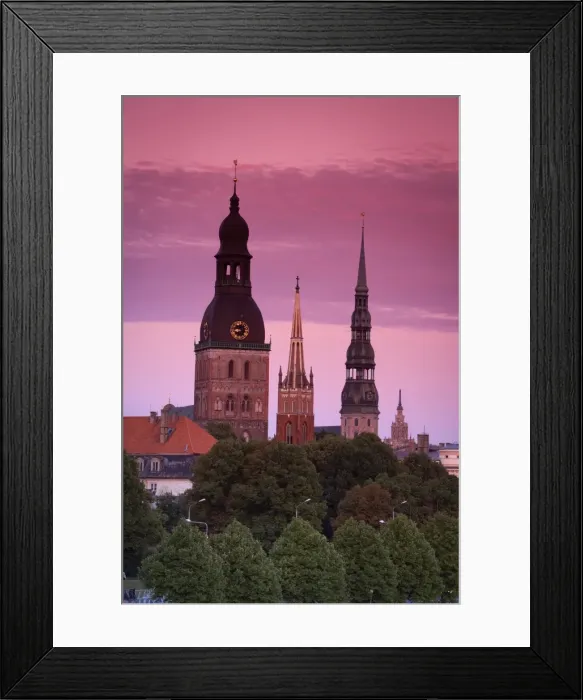 Framed Print : Dom Cathedral, St. Peters Church, St. Saviors Anglican Church and The Academy of Sciences Building, Riga, Latvia, Europe Framed Print : Dom Cathedral, St. Peters Church, St. Saviors Anglican Church and The Academy of Sciences Building, Riga, Latvia, Europe