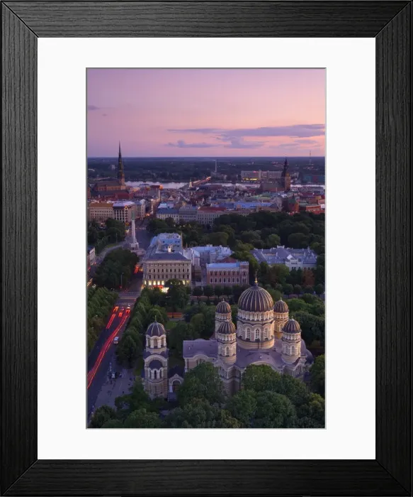 Framed Print : Elevated view at dusk over Old Town, UNESCO World Heritage Site, Riga, Latvia, Europe Framed Print : Elevated view at dusk over Old Town, UNESCO World Heritage Site, Riga, Latvia, Europe