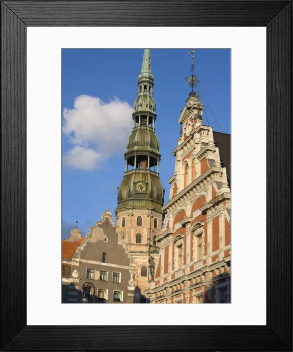 Framed Print : St. Peters Church and the Brotherhood of Blackheads House, Old Town, UNESCO World Heritage Site, Riga, Latvia, Europe Framed Print : St. Peters Church and the Brotherhood of Blackheads House, Old Town, UNESCO World Heritage Site, Riga, Latvia, Europe
