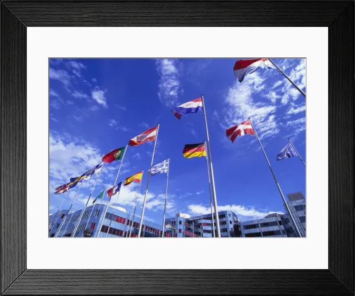Framed Print : Flags of Europe in Front of the Europazentrum, Kirchberg, Luxembourg Framed Print : Flags of Europe in Front of the Europazentrum, Kirchberg, Luxembourg