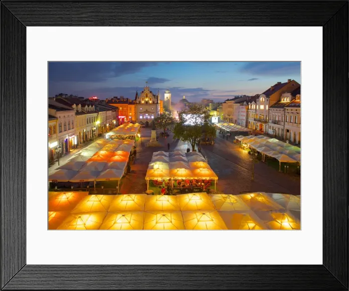 Framed Print : City Hall and Market Square at dusk, Old Town, Rzeszow, Poland, Europe Framed Print : City Hall and Market Square at dusk, Old Town, Rzeszow, Poland, Europe