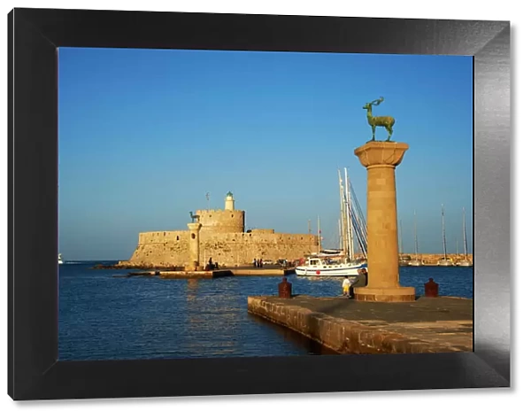 Mandraki Harbour, Rhodes City, Rhodes, Dodecanese, Greek Islands, Greece, Europe