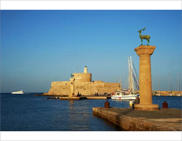 Mandraki Harbour, Rhodes City, Rhodes, Dodecanese, Greek Islands, Greece, Europe