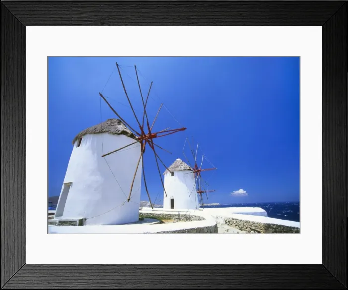 Framed Print : Windmills on the Coast, Mykonos, Greek Islands Framed Print : Windmills on the Coast, Mykonos, Greek Islands
