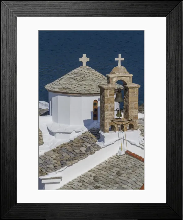 Framed Print : Agios Nikolaos and Panagitsa Pirgou churches, Skopelos, Sporades, Greek Islands, Greece, Europe Framed Print : Agios Nikolaos and Panagitsa Pirgou churches, Skopelos, Sporades, Greek Islands, Greece, Europe
