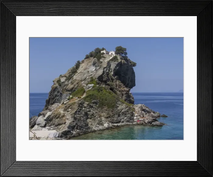 Framed Print : Agios Ioannis chapel, used in the film Mama Mia, Skopelos, Sporades, Greek Islands, Greece, Europe Framed Print : Agios Ioannis chapel, used in the film Mama Mia, Skopelos, Sporades, Greek Islands, Greece, Europe