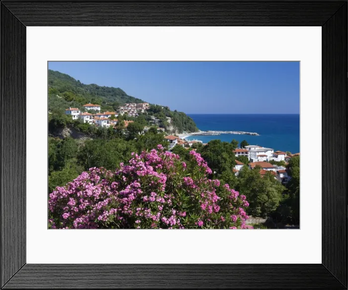 Framed Print : View over resort, Agios Ioannis, Pelion Peninsula, Thessaly, Greece, Europe