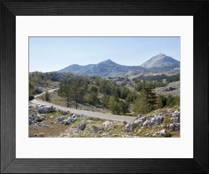 Framed Print : Views of Lovcen National Park with Njegoss Mausoleum in the distance, Montenegro, Europe Framed Print : Views of Lovcen National Park with Njegoss Mausoleum in the distance, Montenegro, Europe