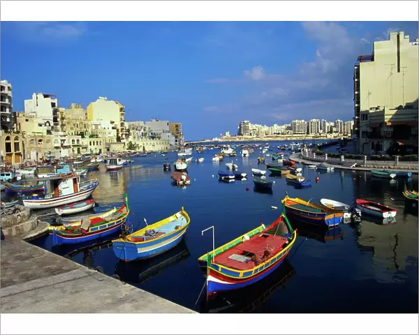 Boats Moored in Saint Julians Bay, Malta