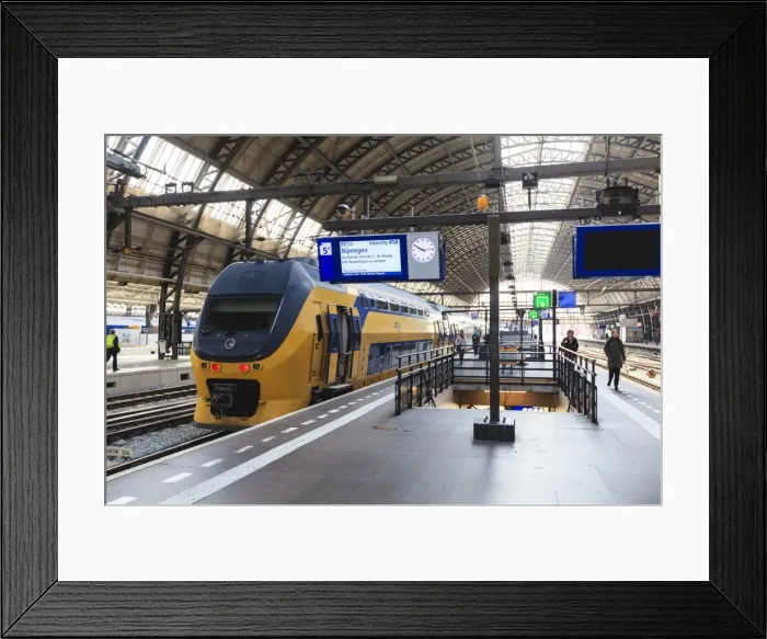 Framed Print : Intercity train in a platform at Central Station, Amsterdam, Netherlands, Europe Framed Print : Intercity train in a platform at Central Station, Amsterdam, Netherlands, Europe
