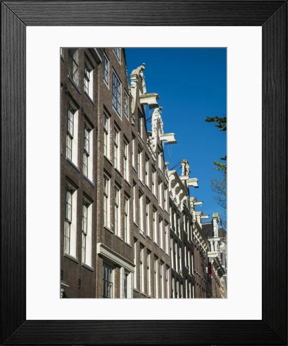 Framed Print : Gabled houses by a canal, Amsterdam, Netherlands, Europe Framed Print : Gabled houses by a canal, Amsterdam, Netherlands, Europe