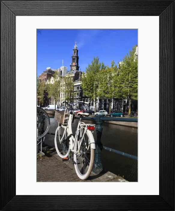 Framed Print : Bicycles by the canal, Amsterdam, Netherlands, Europe Framed Print : Bicycles by the canal, Amsterdam, Netherlands, Europe