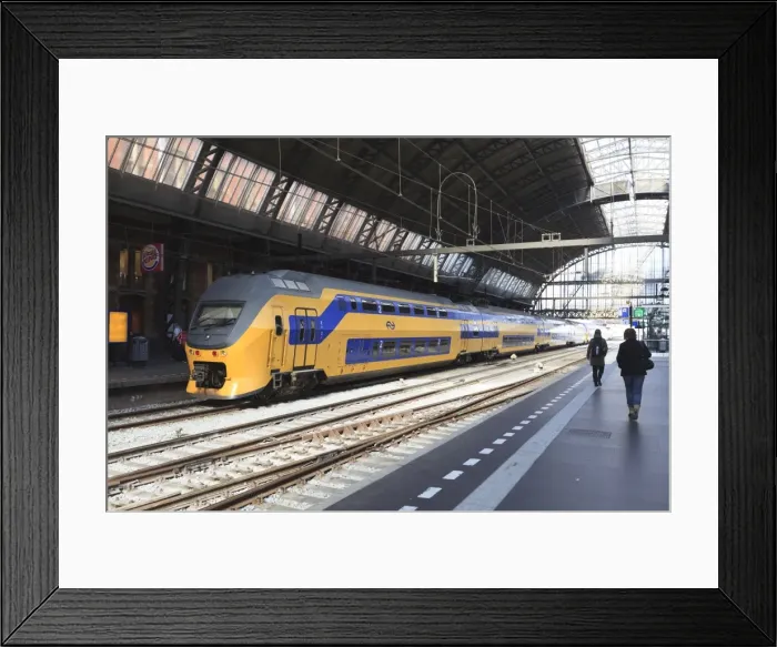 Framed Print : Intercity train in a platform at Central Station, Amsterdam, Netherlands, Europe Framed Print : Intercity train in a platform at Central Station, Amsterdam, Netherlands, Europe
