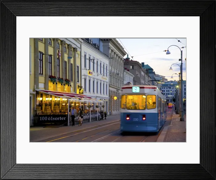 Framed Print : Restaurant and tram on Sodra Hamng, Gothenburg, Sweden, Scandinavia, Europe Framed Print : Restaurant and tram on Sodra Hamng, Gothenburg, Sweden, Scandinavia, Europe