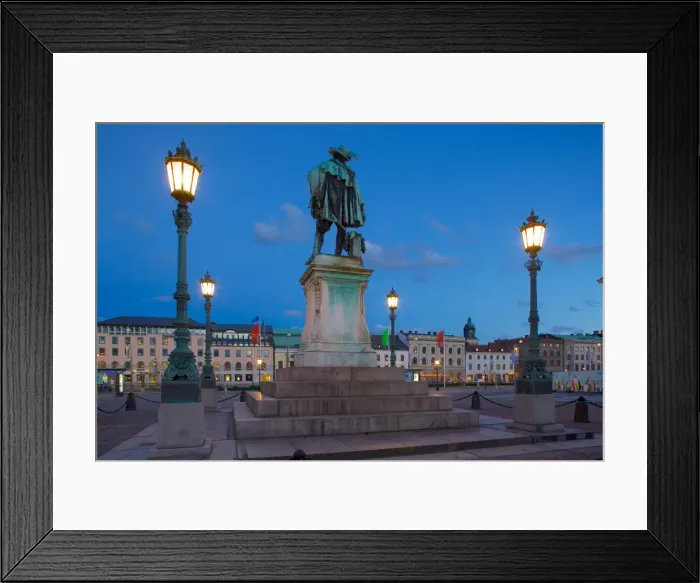 Framed Print : Bronze statue of the town founder Gustav Adolf at dusk, Gustav Adolfs Torg, Gothenburg, Sweden, Scandinavia, Europe Framed Print : Bronze statue of the town founder Gustav Adolf at dusk, Gustav Adolfs Torg, Gothenburg, Sweden, Scandinavia, Europe