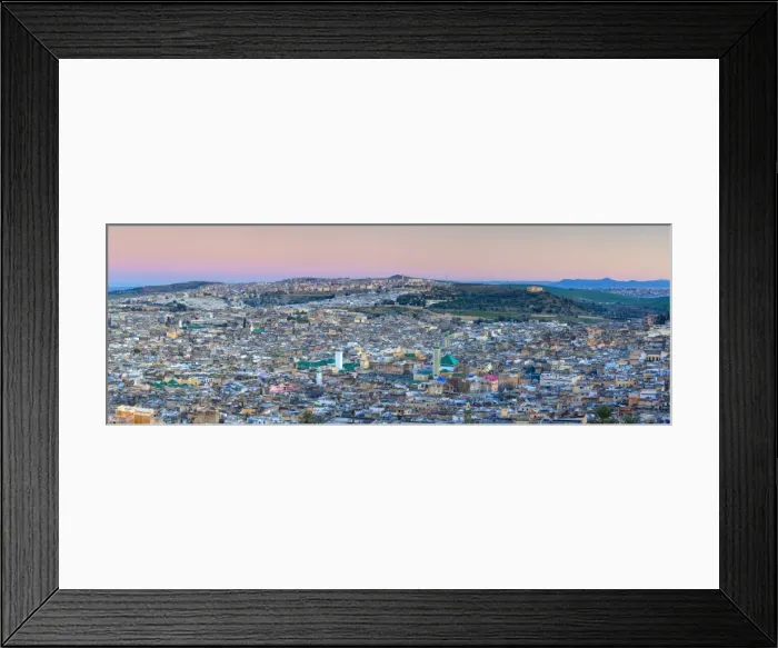 Framed Print : Elevated view across the Old Medina of Fes illuminated at dusk, UNESCO World Heritage Site, Fes, Morocco, North Africa, Africa Framed Print : Elevated view across the Old Medina of Fes illuminated at dusk, UNESCO World Heritage Site, Fes, Morocco, North Africa, Africa