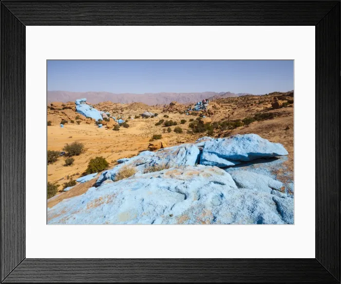 Framed Print : Painted Rocks, work of the Belgian Artist Jean Veran, Aguerd Oudad, Tafraoute, Anti Atlas, Morocco, North Africa, Africa Framed Print : Painted Rocks, work of the Belgian Artist Jean Veran, Aguerd Oudad, Tafraoute, Anti Atlas, Morocco, North Africa, Africa