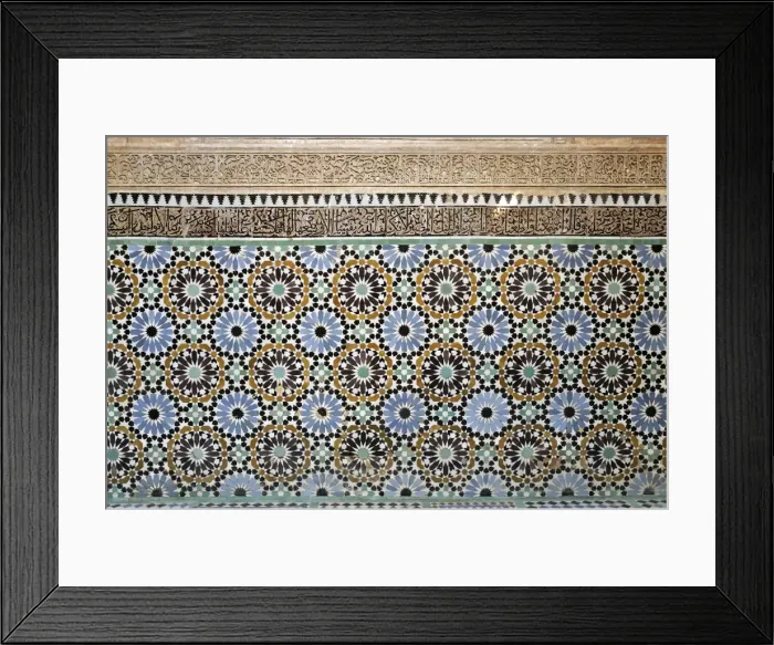 Framed Print : Architectural detail of traditional zelliges and frieze, Marrakesh, Morocco, North Africa, Africa Framed Print : Architectural detail of traditional zelliges and frieze, Marrakesh, Morocco, North Africa, Africa