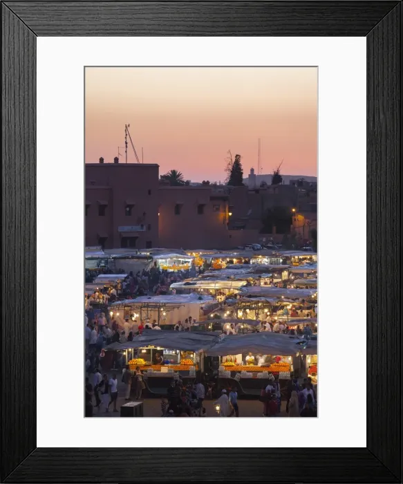 Framed Print : Food stalls in the Jemaa El Fna at sunset, Marrakesh, Morocco, North Africa, Africa Framed Print : Food stalls in the Jemaa El Fna at sunset, Marrakesh, Morocco, North Africa, Africa