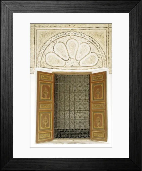 Framed Print : Engraved wood decor in Alaouite palace of Dar Si Said, now the Museum of Moroccan Art, Marrakesh, Morocco, North Africa, Africa