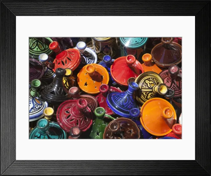 Framed Print : Colourful tajines, Essaouira, Atlantic coast, Morocco, North Africa, Africa Framed Print : Colourful tajines, Essaouira, Atlantic coast, Morocco, North Africa, Africa