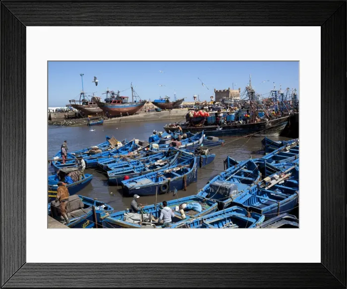 Framed Print : Fishing port with traditional boats in front of the old fort, Essaouira, Atlantic coast, Morocco, North Africa, Africa Framed Print : Fishing port with traditional boats in front of the old fort, Essaouira, Atlantic coast, Morocco, North Africa, Africa