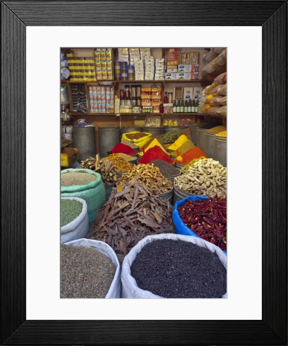 Framed Print : Spice store, Medina, Fes, Morocco, North Africa, Africa Framed Print : Spice store, Medina, Fes, Morocco, North Africa, Africa