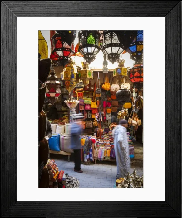 Framed Print : Stalls in the Fes el Bali Medina, Fez, Morocco, North Africa, Africa Framed Print : Stalls in the Fes el Bali Medina, Fez, Morocco, North Africa, Africa