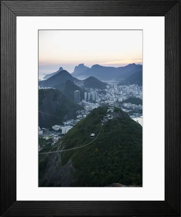 Framed Print : View from the Sugarloaf and the famous cable car at sunset, Rio de Janeiro, Brazil, South America Framed Print : View from the Sugarloaf and the famous cable car at sunset, Rio de Janeiro, Brazil, South America