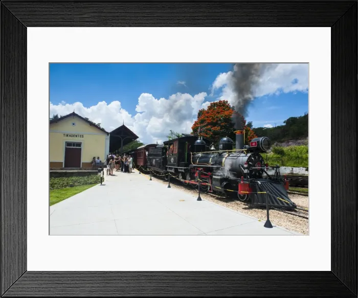 Framed Print : Historical steam train Maria Fuma AYa in Tiradentes, Minas Gerais, Brazil, South America Framed Print : Historical steam train Maria Fuma AYa in Tiradentes, Minas Gerais, Brazil, South America