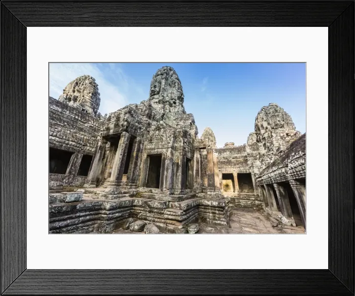 Framed Print : Face towers in Bayon Temple in Angkor Thom, Angkor, UNESCO World Heritage Site, Siem Reap Province, Cambodia, Indochina, Southeast Asia, Asia