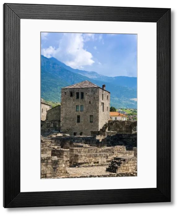 Framed Print : Roman Theater (Teatro Romano) and Fromage tower, Aosta, Aosta Valley, Italian Alps, Italy, Europe Framed Print : Roman Theater (Teatro Romano) and Fromage tower, Aosta, Aosta Valley, Italian Alps, Italy, Europe