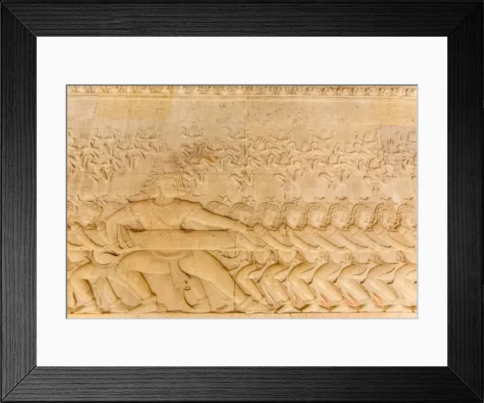 Framed Print : Bas-relief frieze at Angkor Wat, Angkor, UNESCO World Heritage Site, Siem Reap Province, Cambodia, Indochina, Southeast Asia, Asia
