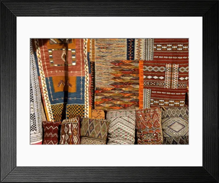Framed Print : Oriental carpets for sale, Medina, , Marrakech, Morocco, North Africa Framed Print : Oriental carpets for sale, Medina, , Marrakech, Morocco, North Africa