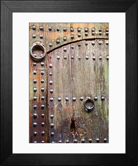 Framed Print : Typical wooden Moroccan door, street of Medina, Marrakech, Morocco, North Africa Framed Print : Typical wooden Moroccan door, street of Medina, Marrakech, Morocco, North Africa