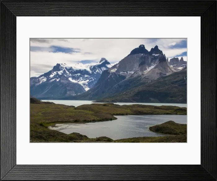 Framed Print : Glacial lakes before the Torres del Paine National Park, Patagonia, Chile, South America Framed Print : Glacial lakes before the Torres del Paine National Park, Patagonia, Chile, South America
