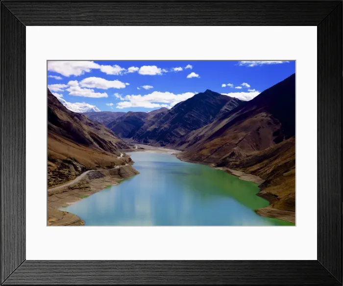 Framed Print : Mountain range and artificial lake (reservoir) near the Karo-La Pass, beside the Friendship Highway, Tibet, China, Asia Framed Print : Mountain range and artificial lake (reservoir) near the Karo-La Pass, beside the Friendship Highway, Tibet, China, Asia
