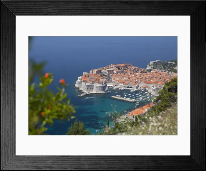 Framed Print : High view of city and harbour from mountain side, Dubrovnik, UNESCO World Heritage Site, Dalmatian Coast, Croatia, Europe Framed Print : High view of city and harbour from mountain side, Dubrovnik, UNESCO World Heritage Site, Dalmatian Coast, Croatia, Europe