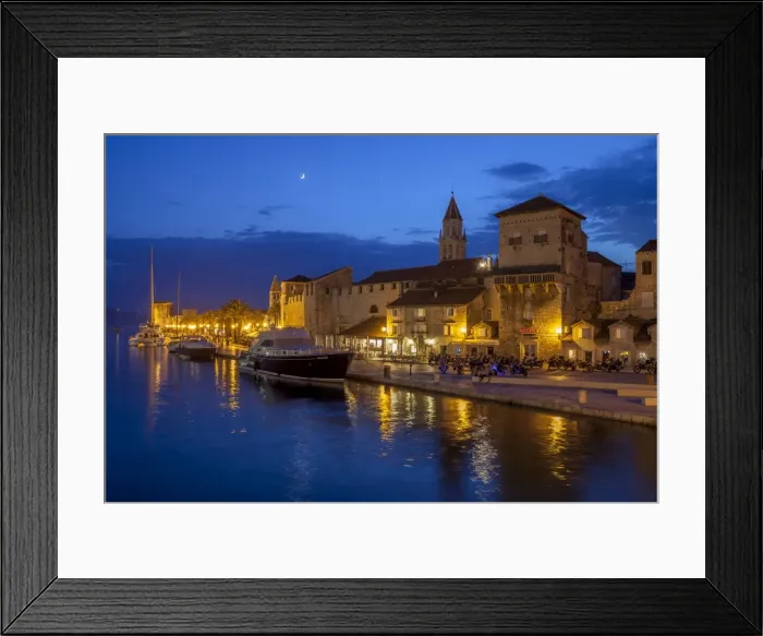 Framed Print : Waterfront lit up at dusk, Trogir, UNESCO World Heritage Site, Dalmatian Coast, Croatia, Europe Framed Print : Waterfront lit up at dusk, Trogir, UNESCO World Heritage Site, Dalmatian Coast, Croatia, Europe