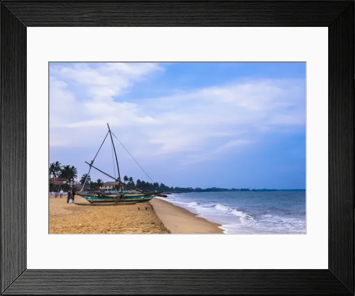 Framed Print : Traditional outrigger fishing boat (oruva), Negombo Beach, Negombo, Sri Lanka, Asia Framed Print : Traditional outrigger fishing boat (oruva), Negombo Beach, Negombo, Sri Lanka, Asia